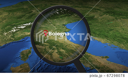 Bologna city found on the map, 3d rendering 67298078