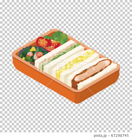 手作り サンドイッチ弁当 オレンジのイラスト素材