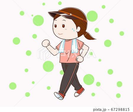 ウォーキングする女性 のイラスト素材