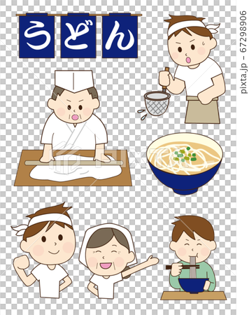 うどん店スタッフイラストのイラスト素材