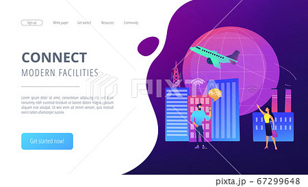 Global internet of things smart city concept landing page 67299648
