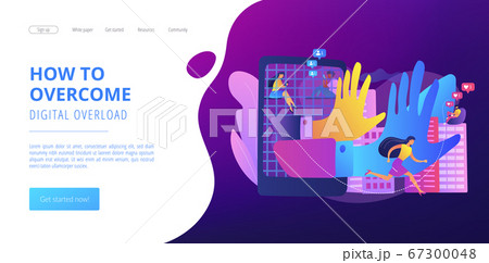 Digital overload concept landing page 67300048