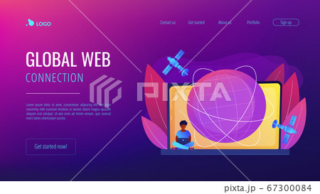 Global web connection concept landing page. 67300084