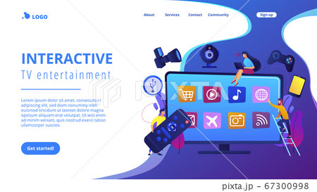 Smart TV accessories concept landing page. Smart TV accessories concept landing page. 67300998