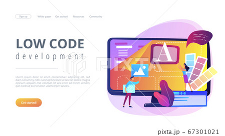 Low code development concept landing page. Low code development concept landing page. 67301021