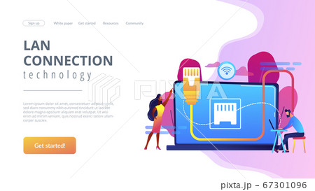 Ethernet connection concept landing page. 67301096