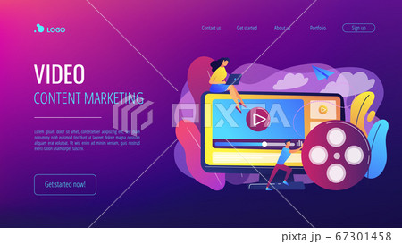Video content marketing concept landing page. 67301458
