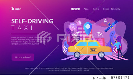 Autonomous taxi concept landing page. 67301471