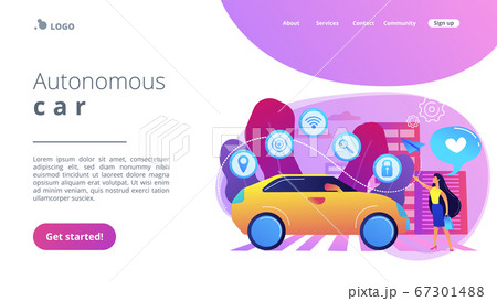 Autonomous car concept landing page. 67301488