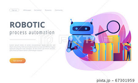 Robotic process automation concept landing page. Robotic process automation concept landing page. 67301959