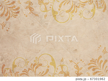 蔓草_レトロ風_古紙背景 67301962