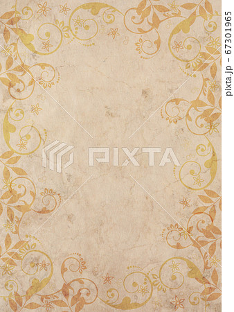 蔓草_レトロ風_古紙背景_縦型 67301965