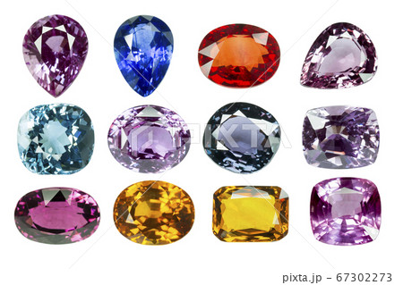 Bright gems on a white background Bright gems on a white background 67302273