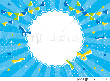 旗と紙吹雪の背景イラスト ブルーのイラスト素材
