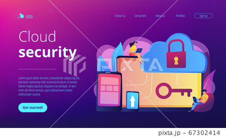 Cloud computing security concept landing page. 67302414