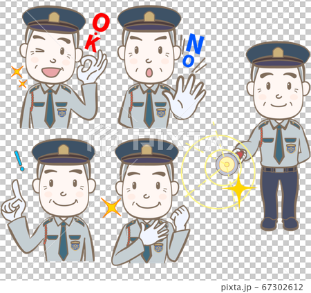 表情や仕草のセット シニアの警備員 男性 Bのイラスト素材