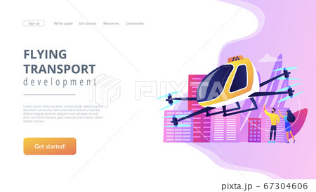 Aerial taxi service concept landing page. 67304606