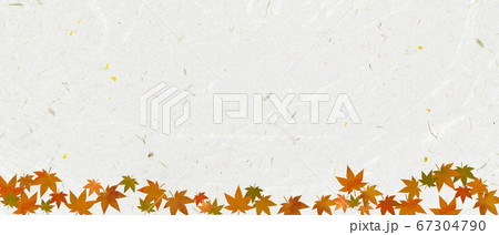 和紙と紅葉の背景イラスト 67304790