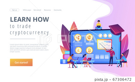 Cryptocurrency trading courses concept landing page 67306472