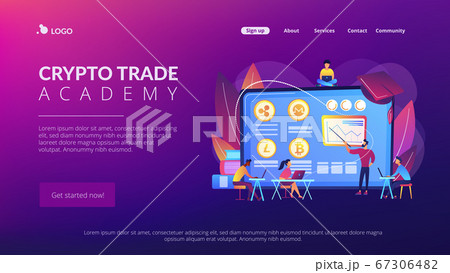 Cryptocurrency trading courses concept landing page 67306482