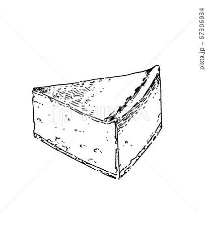 チーズケーキの線画のイラスト素材