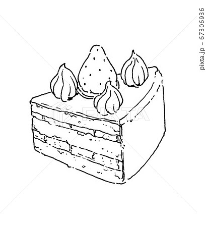 ショートケーキの線画のイラスト素材