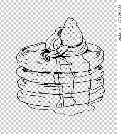 ホットケーキの線画のイラスト素材