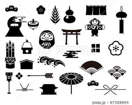 日本 和風 アイコンのイラスト素材