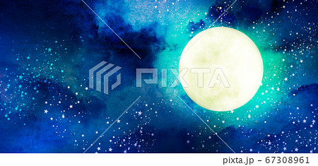 輝く月 夜空 背景素材 輝く月 夜空 背景素材 67308961