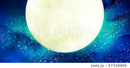 輝く月 夜空 背景素材 のイラスト素材