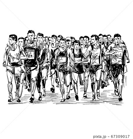 Drawing of the group running competition のイラスト素材 [67309017] - PIXTA