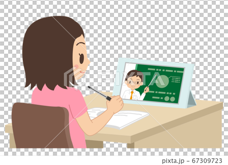 タブレットで勉強する女子学生 オンライン授業 オンライン学習 イラスト タブレットで勉強する女子学生 オンライン授業 オンライン学習 イラスト 67309723