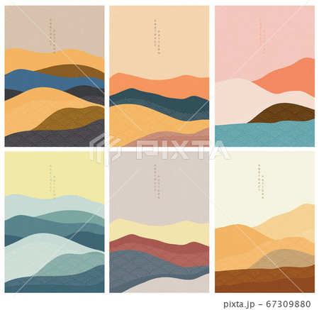 Natural landscape background with Japanese wave 67309880