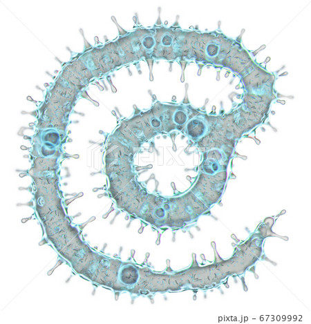 Alphabet made of virus isolated on white background. Symbol at. 3d rendering. Covid font, virus font, 3d 67309992