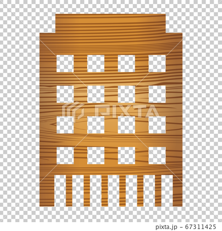 木目調のエコロジーのイメージのアイコン ビルのアイコン ベクターデータのイラスト素材