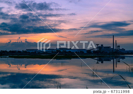 Landscape of factory industry buildings with dark 67311998