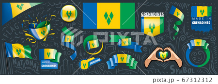 Vector set of the national flag of Saint Vincent and the Grenadines Vector set of the national flag of Saint Vincent and the Grenadines 67312312