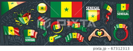 Vector set of the national flag of Senegal in various creative designs Vector set of the national flag of Senegal in various creative designs 67312313