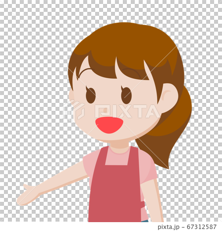 エプロン姿の主婦 キャラクター ポニーテール / 案内 紹介 おすすめ