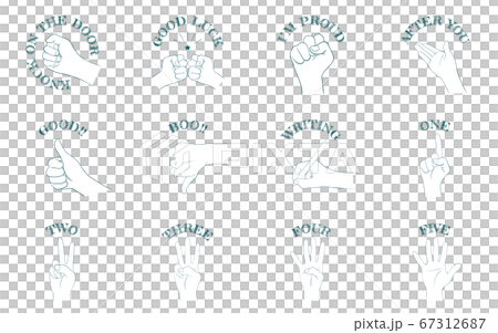 Hand sign icon set 12 types, communication and numbers. 67312687