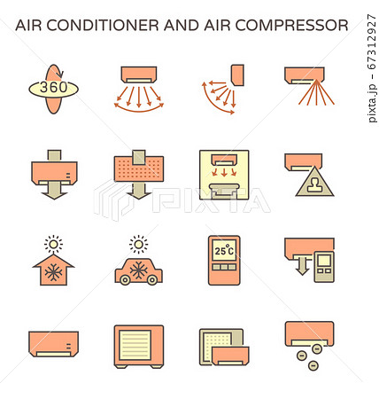Air conditioner and air compressor vector icon set Air conditioner and air compressor vector icon set 67312927