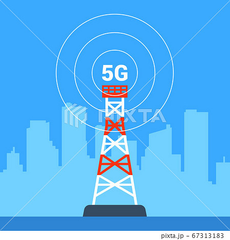 5g Internet Tower On The Background Of The のイラスト素材