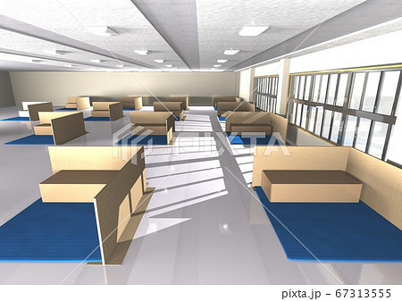 新型コロナウイルスなどでの感染症対策をとった避難所の3DCGイメージ 67313555