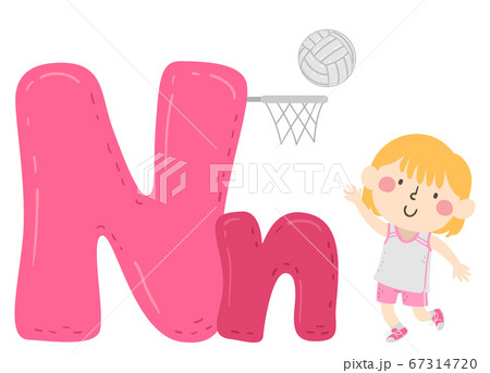 Kid Girl Netball Sport Alphabet Illustration 67314720
