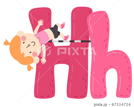 Kid Girl High Jump Sport Alphabet Illustration 67314724