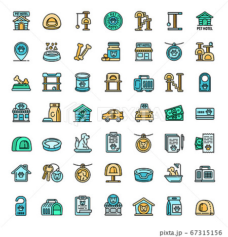 Pets hotel icons set, outline style 67315156