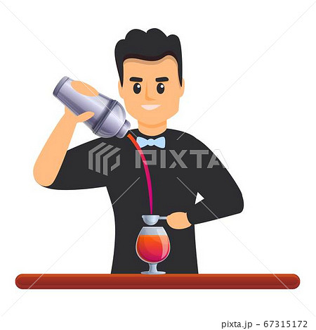 Bartender make cocktail icon, cartoon style 67315172