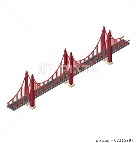 Red wire bridge icon, isometric style 67315397