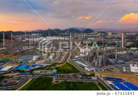 Aerial view of oil refinery plant chemical factory 67315843