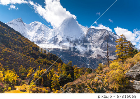Beautiful Autumn scene in Daocheng Yading National park, Sichuan, China 67316068